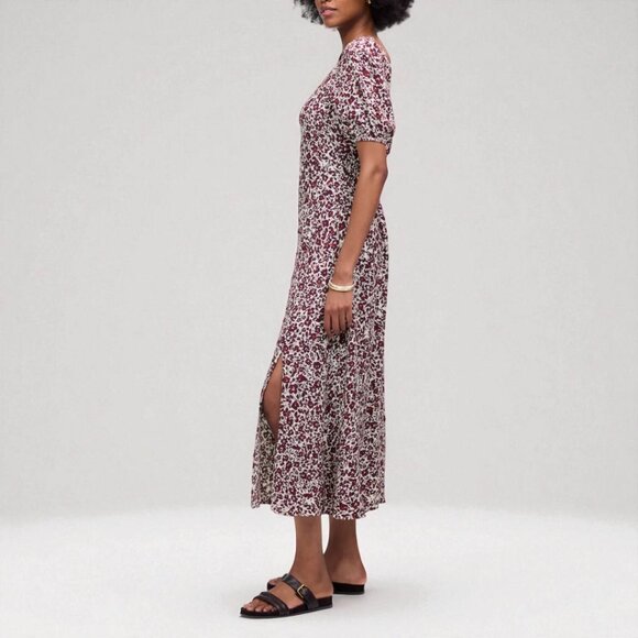 Madewell Puff Sleeve Sweetheart Midi Dress in Floral Size 2 - Picture 2 of 11